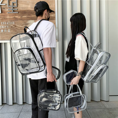 Sac à dos scolaire transparent à poches multiples avec logo personnalisé et fonction imperméable