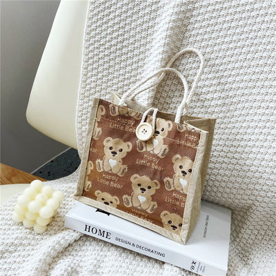 Personnalisé Adorable Cartoon Bear Imprimé Plain Coton toile de l'épicerie