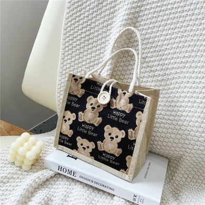 Personnalisé Adorable Cartoon Bear Imprimé Plain Coton toile de l'épicerie