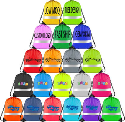 Fermeture à cordes Logo personnalisé 210D Polyester Sac à dos à cordes pour voyager