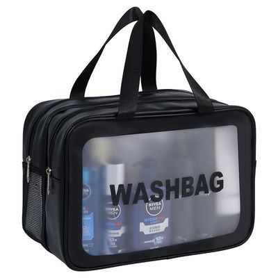 Sac de lavage de voyage transparent en PVC à motif solide pour toilettes et maquillage imperméables dans la salle de bain