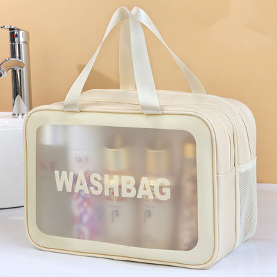 Sac de lavage de voyage transparent en PVC à motif solide pour toilettes et maquillage imperméables dans la salle de bain