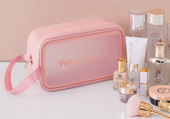 Sac de lavage de voyage transparent en PVC à motif solide pour toilettes et maquillage imperméables dans la salle de bain