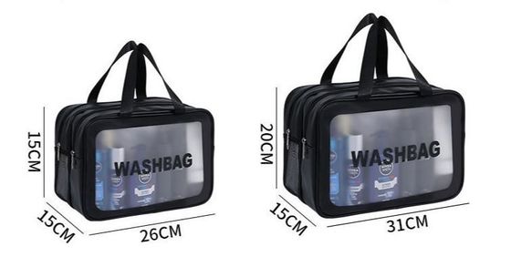Sac de lavage de voyage transparent en PVC à motif solide pour toilettes et maquillage imperméables dans la salle de bain