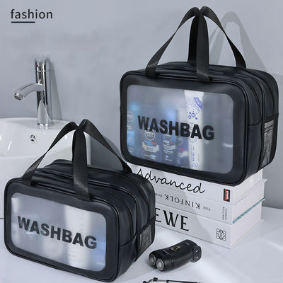 Sac de lavage de voyage transparent en PVC à motif solide pour toilettes et maquillage imperméables dans la salle de bain