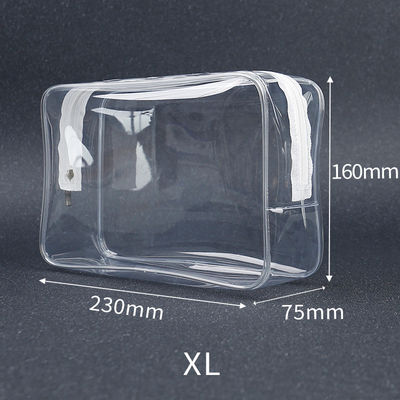 Pvc fermeture à glissière toilette sac cosmétique taille personnalisée logo sac de maquillage clair pour les femmes style de mode