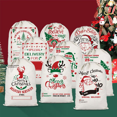 Couleur personnalisée et logo personnalisé Accepté sac de toile portable de Noël réutilisable