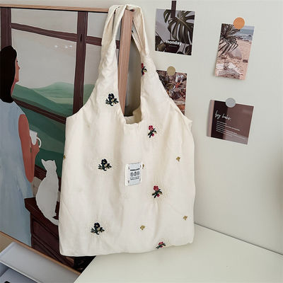 Sac à épaule pour étudiants du collège Sac à main de grande capacité avec dessin d'impression de fleurs mignon