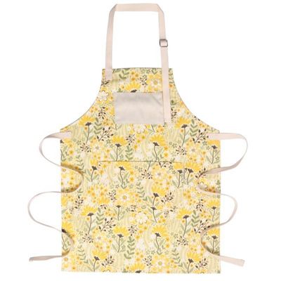 Logo personnalisé Impression réglable lavable coton jaune tablier de cuisine pour restaurant bar