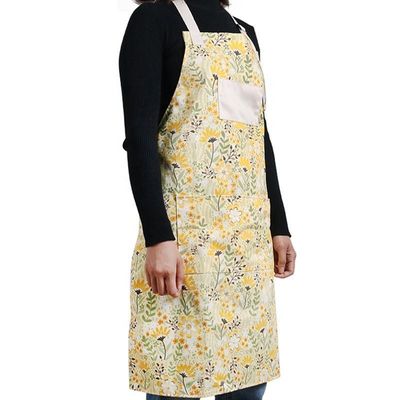 Logo personnalisé Impression réglable lavable coton jaune tablier de cuisine pour restaurant bar