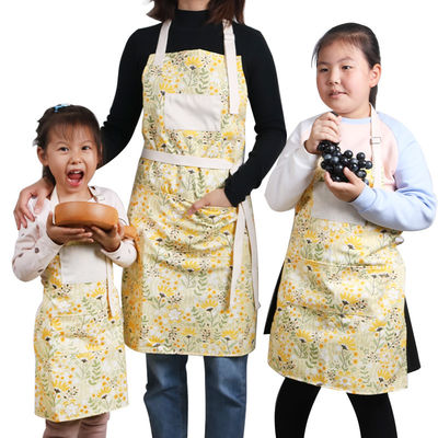 Logo personnalisé Impression réglable lavable coton jaune tablier de cuisine pour restaurant bar