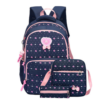 3 pièces Ensemble d' élèves du primaire Les filles sac à dos Sac scolaire avec motif de dessin animé en nylon