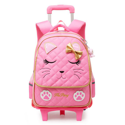 Logo personnalisé Mode Enfants Enfants Roue de dessin animé Chariot scolaire Sac pour l' âge préscolaire