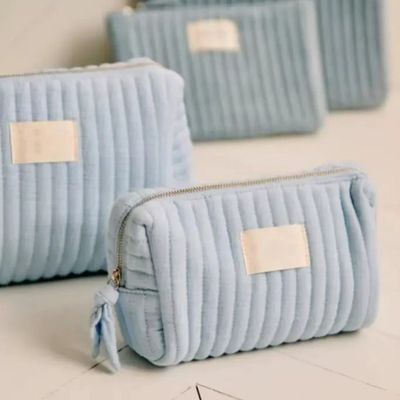 Sac cosmétique en coton doux et confortable avec fermeture à glissière en velours