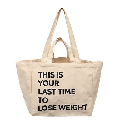 Sac de shopping en toile de grande capacité avec motif de dessin animé et fermeture à glissière