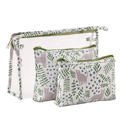 Acceptable OEM/ODM Sac de rangement transparent en PVC à trois pièces à la mode pour les articles de toilette