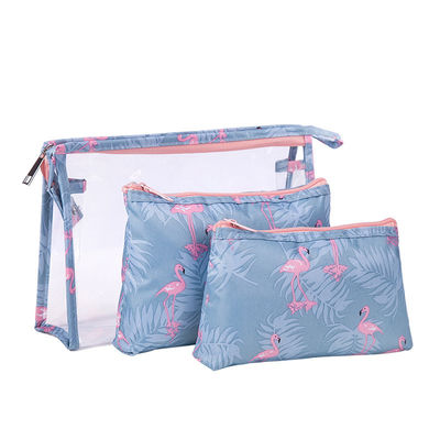 Acceptable OEM/ODM Sac de rangement transparent en PVC à trois pièces à la mode pour les articles de toilette