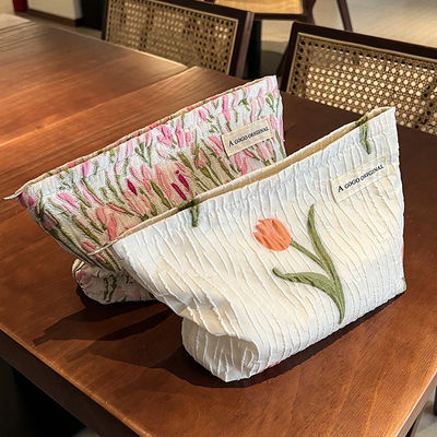Logo personnalisé sac de maquillage en toile de coton pour femmes sac cosmétique de mode