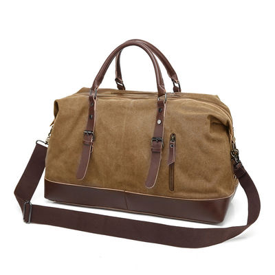 Sacs d'entraînement surdimensionnés imperméables toile en cuir authentique sac de week-end marron