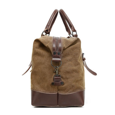 Sacs d'entraînement surdimensionnés imperméables toile en cuir authentique sac de week-end marron