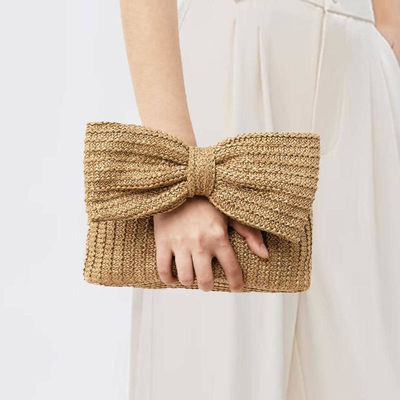 Sac à main personnalisé pour femmes, paille en forme d'arc tissé, sac à main en forme de raffia, sac à main en forme d'embrayage.