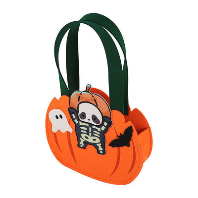 Sac en forme de citrouille en feutre pour la collecte de bonbons ou de jouets lors de la célébration d'Halloween