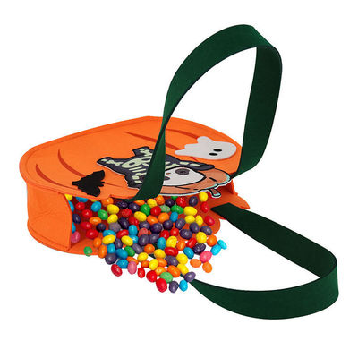 Sac en forme de citrouille en feutre pour la collecte de bonbons ou de jouets lors de la célébration d'Halloween