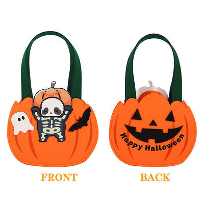 Sac en forme de citrouille en feutre pour la collecte de bonbons ou de jouets lors de la célébration d'Halloween