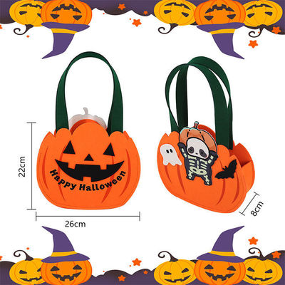 Sac en forme de citrouille en feutre pour la collecte de bonbons ou de jouets lors de la célébration d'Halloween