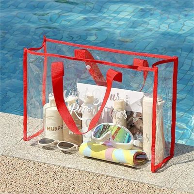 Gamme de coton épais personnalisé sac à dos en PVC rose transparent pour les achats à la mode