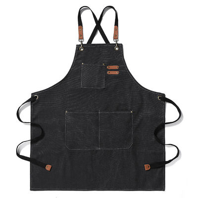 Tablier unisexe pour le travail de cuisine et de restauration Logo personnalisé Plain Noir Tablier de serveur