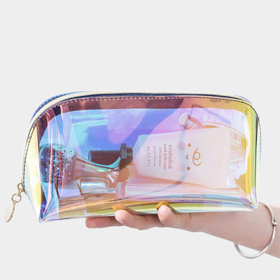 Logo personnalisé Sac cosmétique laser transparent pour la vie quotidienne et la commodité de voyage