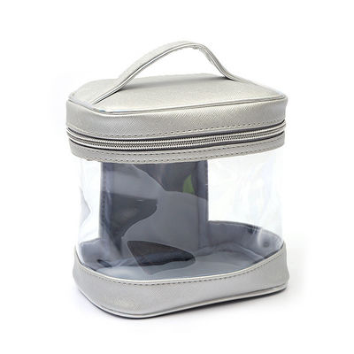 Fermeture à fermeture à glissière Casse cosmétique de voyage en PVC transparent grand avec fermeture à glissière double dorée personnalisée