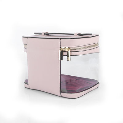 Fermeture à fermeture à glissière Casse cosmétique de voyage en PVC transparent grand avec fermeture à glissière double dorée personnalisée
