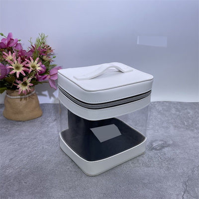 Fermeture à fermeture à glissière Casse cosmétique de voyage en PVC transparent grand avec fermeture à glissière double dorée personnalisée