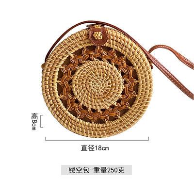 Unisexe rond paille de plage Vintage artisanal tissé cercle de vacances sac à main portable