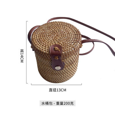 Unisexe rond paille de plage Vintage artisanal tissé cercle de vacances sac à main portable