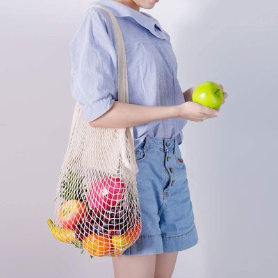 Sac à main long pour acheter des fruits et légumes en coton biologique réutilisable
