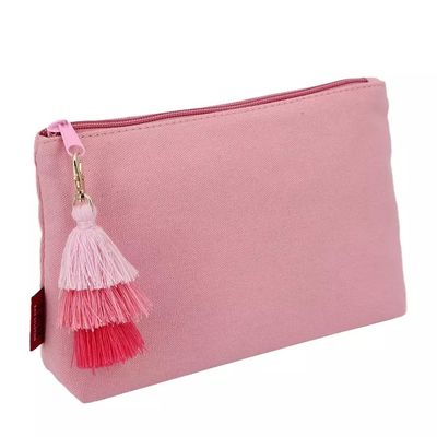 Beauté coton femmes maquillage sac de voyage avec fermeture à fermeture à glissière et Tassel Logo personnalisé