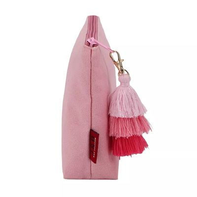 Beauté coton femmes maquillage sac de voyage avec fermeture à fermeture à glissière et Tassel Logo personnalisé