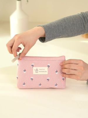 Sac cosmétique portable personnalisable pour femmes à motif solide