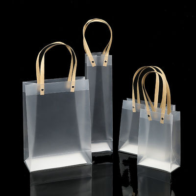 Sac d'emballage cadeau transparent réutilisable avec poignée