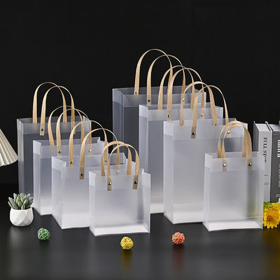 Sac d'emballage cadeau transparent réutilisable avec poignée