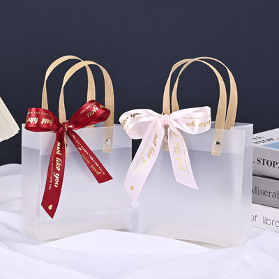 Sac d'emballage cadeau transparent réutilisable avec poignée