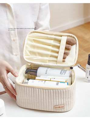 Sac à main cosmétique en PU imperméable pour femme avec fermeture à fermeture à glissière et conception portable