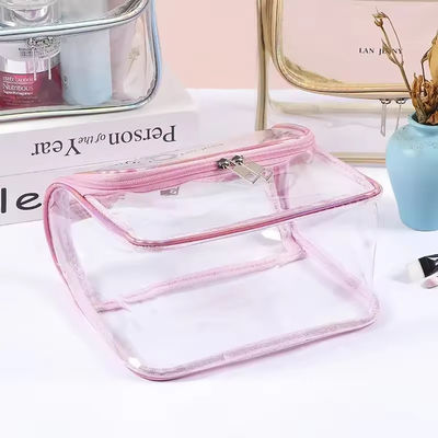 Commercialiser des produits de beauté transparents pour les voyages toilettes en PVC sac cosmétique sur mesure pour les voyages