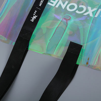 Logo personnalisé pour toutes les saisons étanche à l'eau laser holographique irisé PVC cadeau de magasinage sac à main