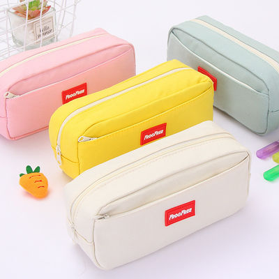 Casse à crayon créative de grande capacité en toile solide colorée pour fournitures scolaires