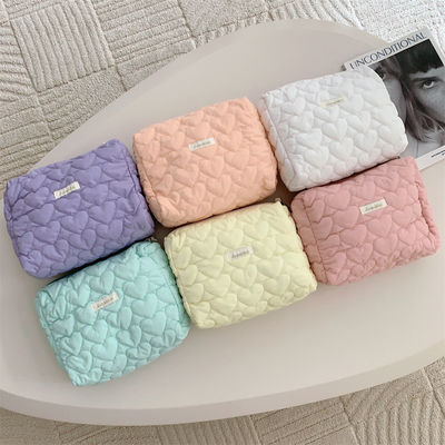 Polyester Logo personnalisé Pouf puff pouf pouf de grande capacité maquillage sacs à couette étui cosmétique