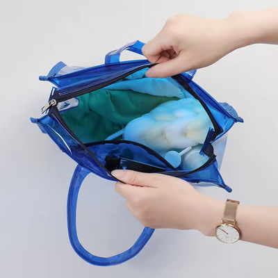Sac en PVC transparent pour la plage d'été Logo personnalisé imperméable à l'eau Grande taille Couleur de bonbon